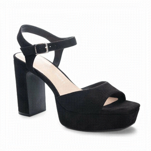 Chinese Laundry BNWT "Teemara" ankle strap black platform suede sandal heel NEW